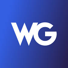 Weglot logo icon - a stylized composition of the letters "W" and "G" in white, inside a square box with a blue and black blend. Logo