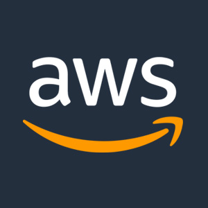 AWS logo with stylized arrow in black box