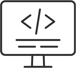 Computer monitor with code icon