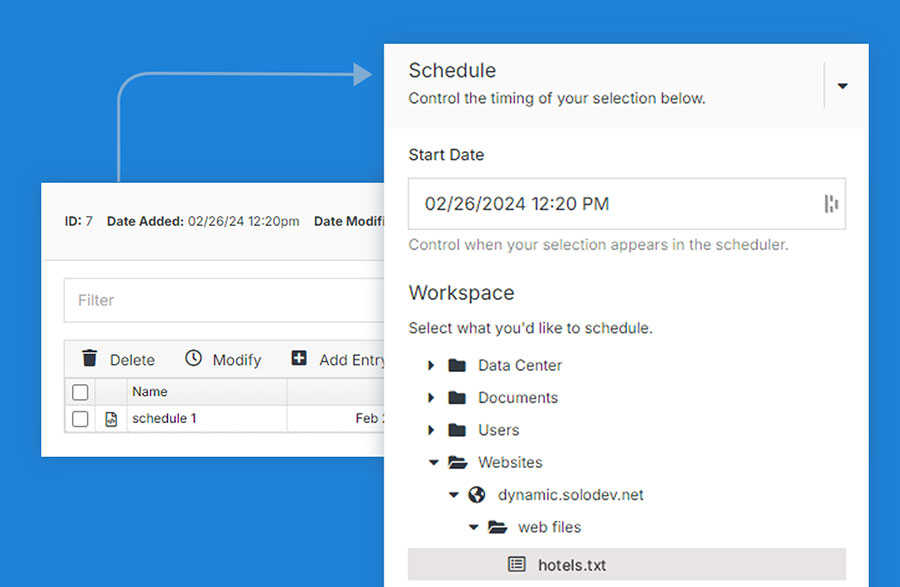 Solodev scheduler view