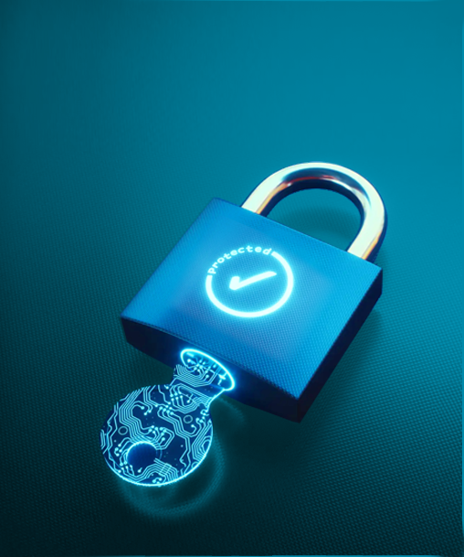 A blue padlock with a key featuring a checkmark, symbolizing Keycloak security